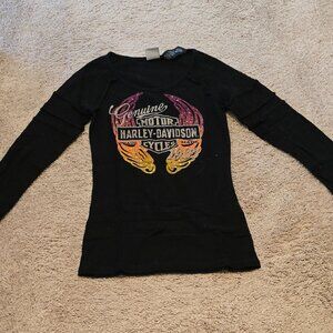 Harley-Davidson Women’s Black Rhinestone Long Sleeve Tee
